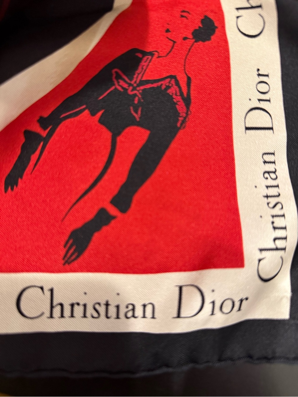 Dior Silk Scarf in Red, Black & White